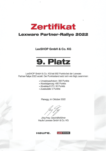 2022 Zertifikat Lexware Partner-Rallye