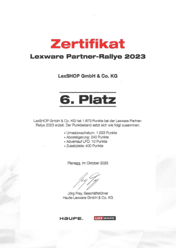 2023 Zertifikat Lexware-Partner-Rallye