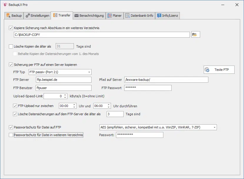 BackupLX Pro - Transfer