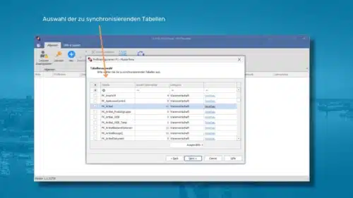 LX Data Warehouse: Schnelle Auswahl der zu synchronisierenden Tabellen