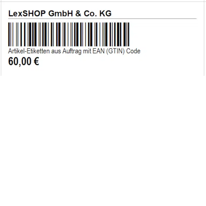 Auftrag-Etikett mit GTIN-Code