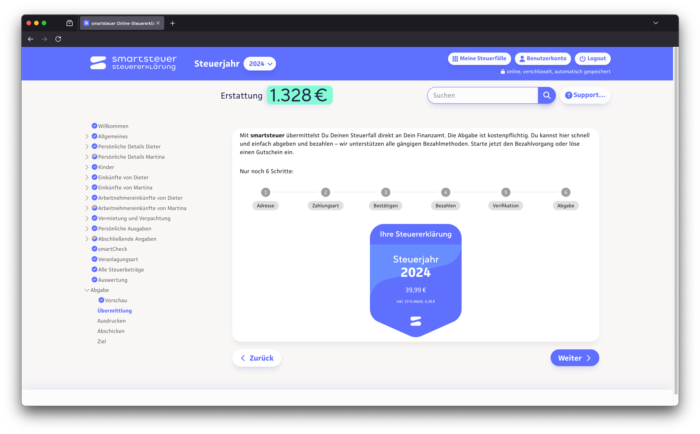 Smartsteuer Übermittlung